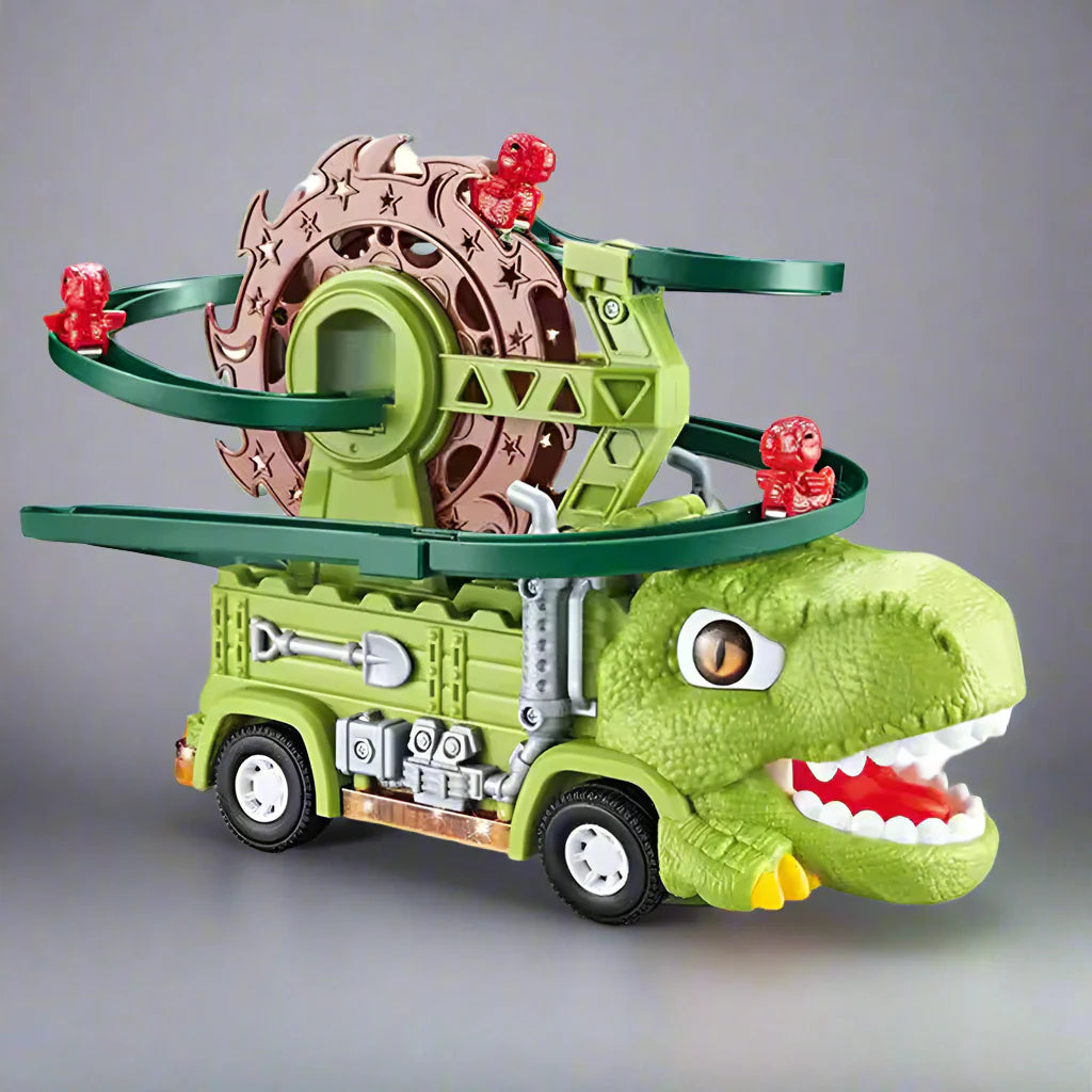 Pista de dinosaurio con tobogán eléctrico educativo