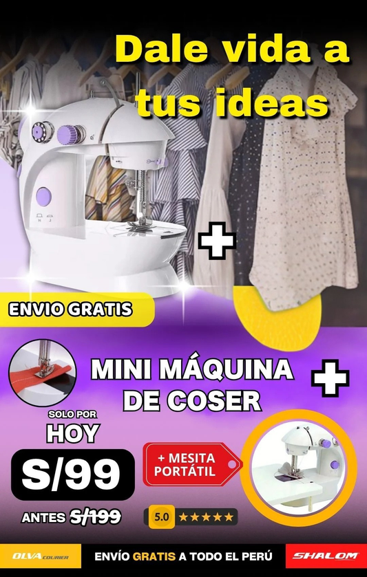 MINI MAQUINA DE COSER CON MESA PORTATIL