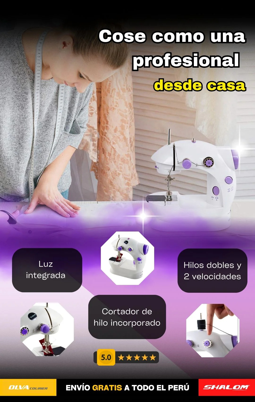 MINI MAQUINA DE COSER CON MESA PORTATIL