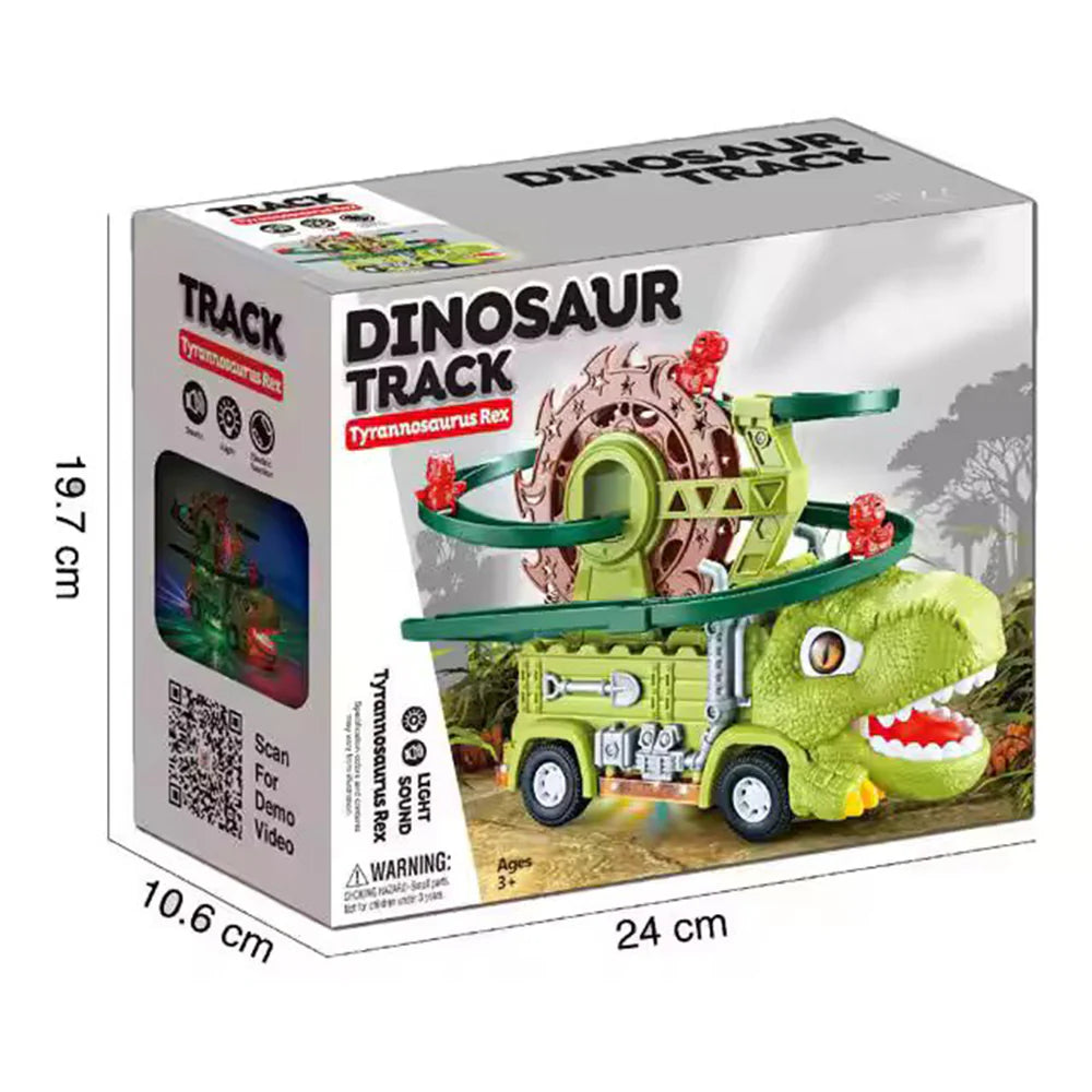 Pista de dinosaurio con tobogán eléctrico educativo