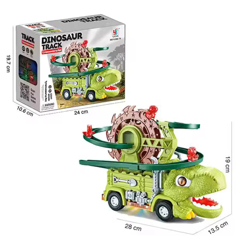 Pista de dinosaurio con tobogán eléctrico educativo