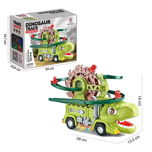 Pista de dinosaurio con tobogán eléctrico educativo